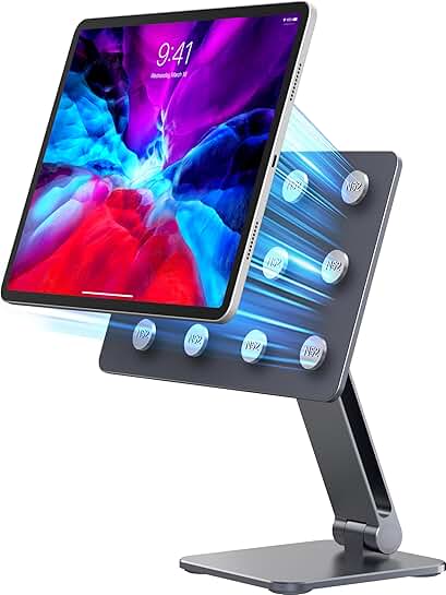Magnetic Adjustable Aluminum iPad Stand for Desk