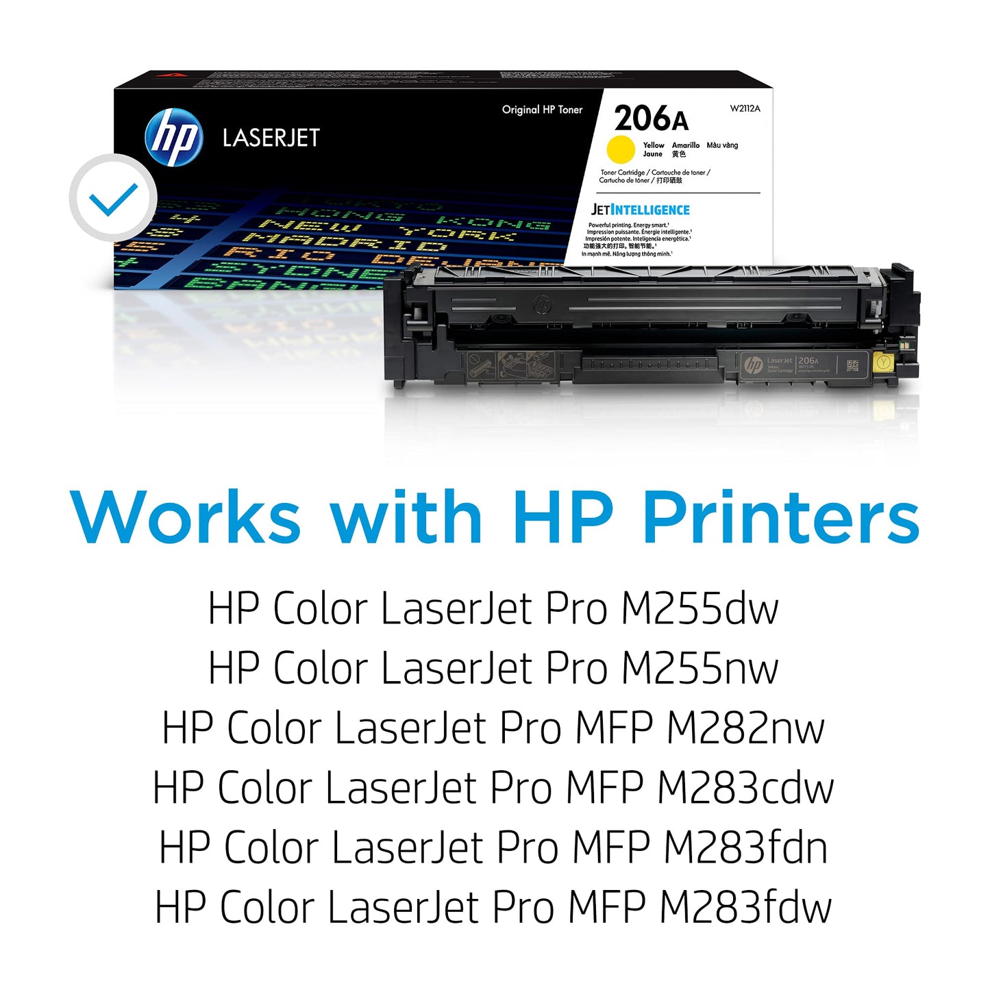 Original 206A Yellow Toner Cartridge | Works with Color LaserJet Pro M255, Color LaserJet Pro MFP M282, M283 Series | W2112A
