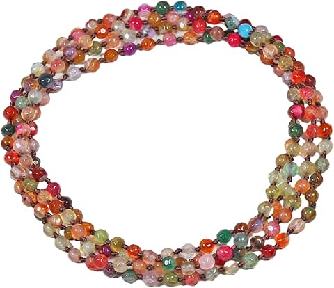 36-inch Micro-cut Semi-precious Beaded Necklace or Wrap Bracelet
