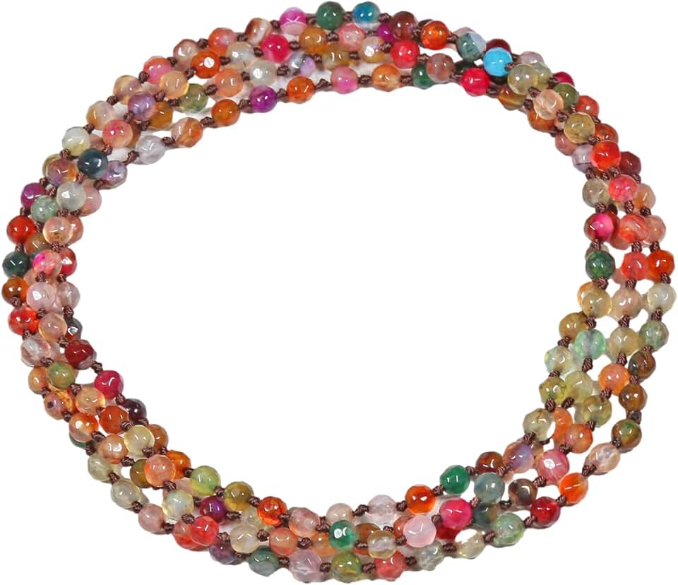 36-inch Micro-cut Semi-precious Beaded Necklace or Wrap Bracelet