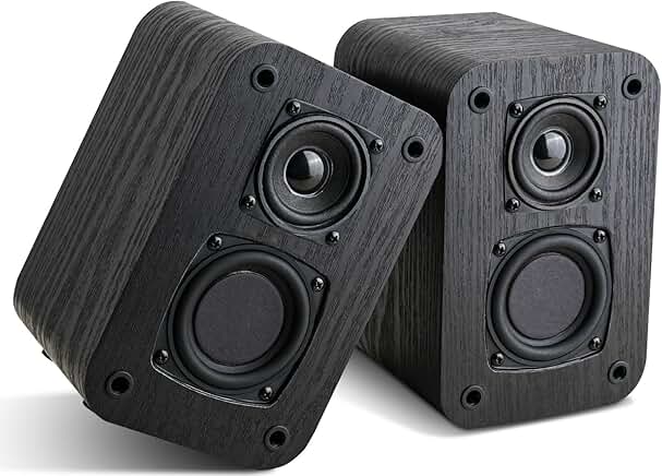 Pair of Wall-Mountable Passive Bookshelf Speakers for Home Use