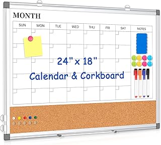 Monthly Wall Calendar and Bulletin Board, 24x18 inches
