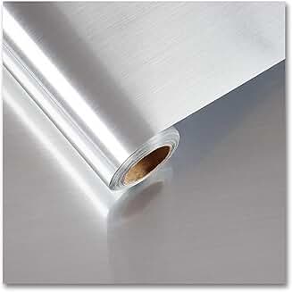 Large Silver Stainless Steel Wallpaper for Kitchen Decor