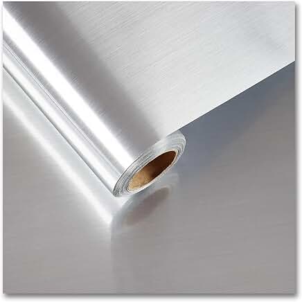 Large Silver Stainless Steel Wallpaper for Kitchen Decor