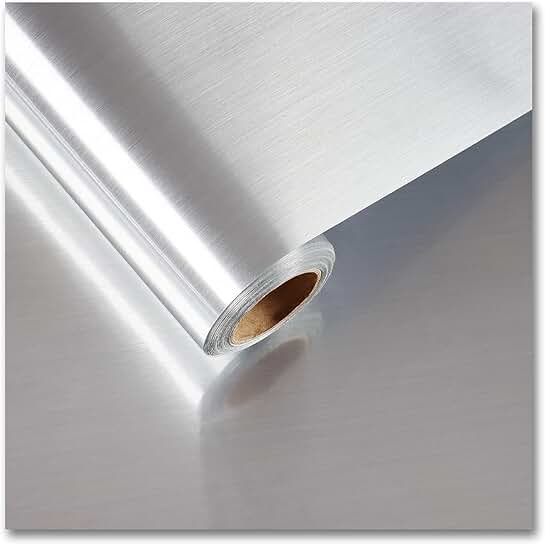 Large Silver Stainless Steel Wallpaper for Kitchen Decor
