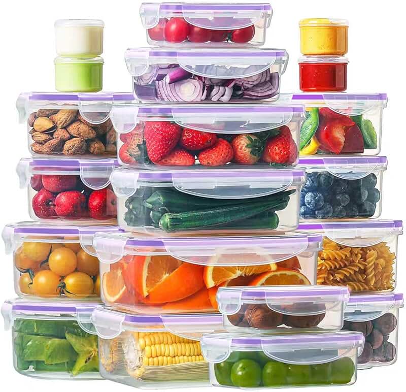 40-piece food storage container set with snap lids