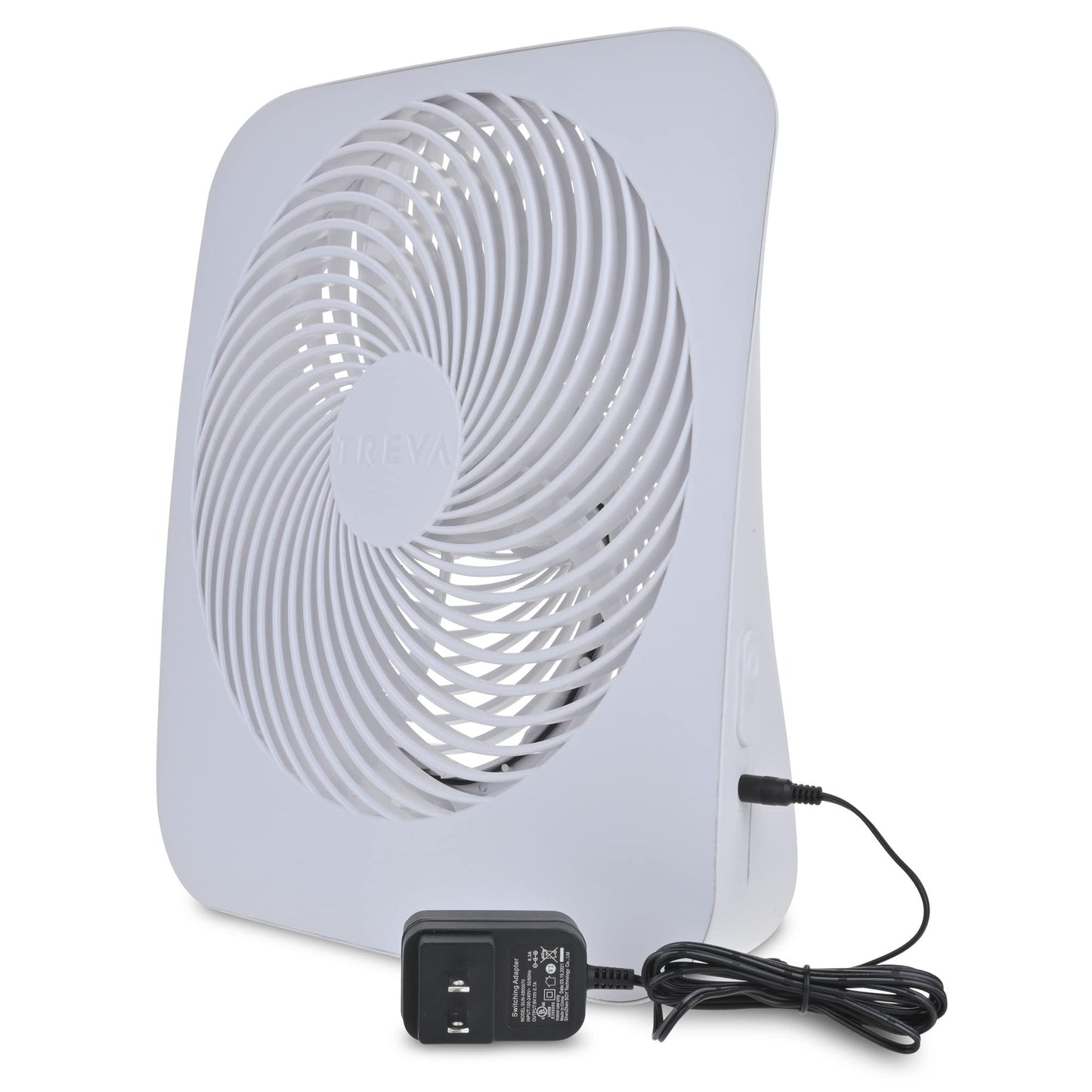 10-Inch Portable Desktop Battery Fan, Powered by Battery and/or AC Adapter - Air Circulating with 2 Cooling Speeds - White