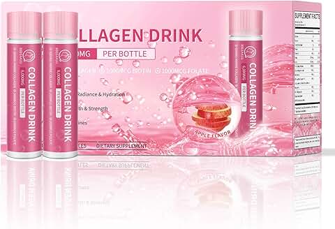 Marine Collagen Drink for Skin Hair and Nails, Apple Flavor