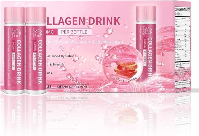Marine Collagen Drink for Skin Hair and Nails, Apple Flavor