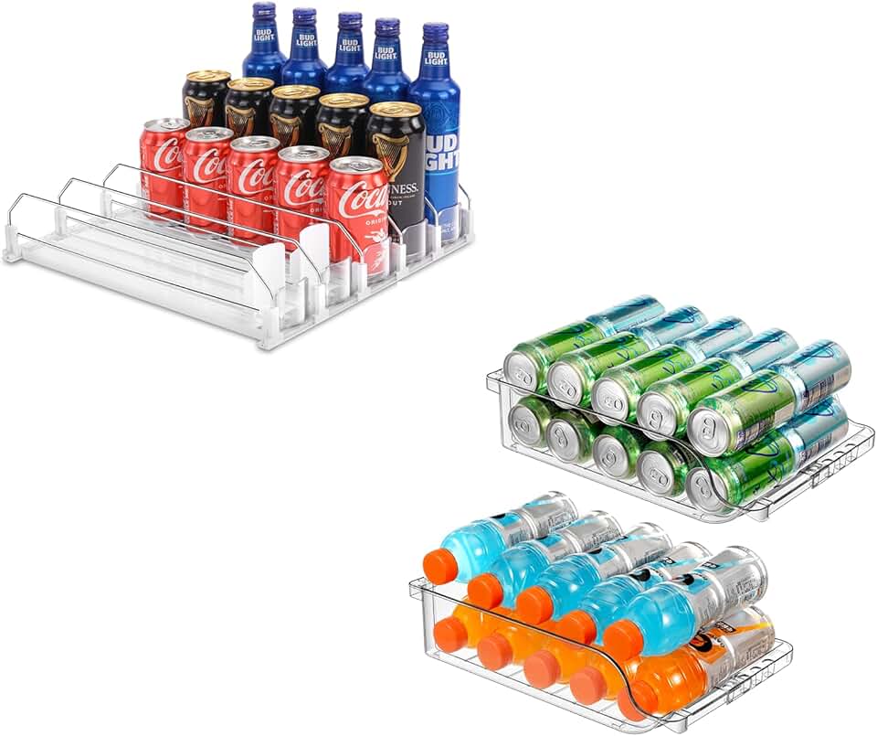 Adjustable Soda Can Organizer for Refrigerator and Pantry
