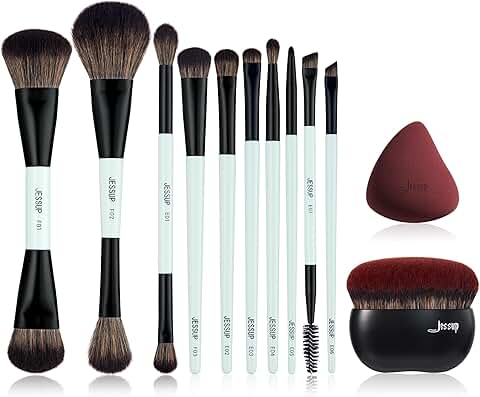 Double-Sided Makeup Brush Set with Foundation and Sponge