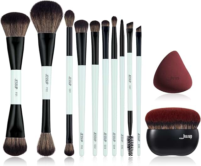 Double-Sided Makeup Brush Set with Foundation and Sponge