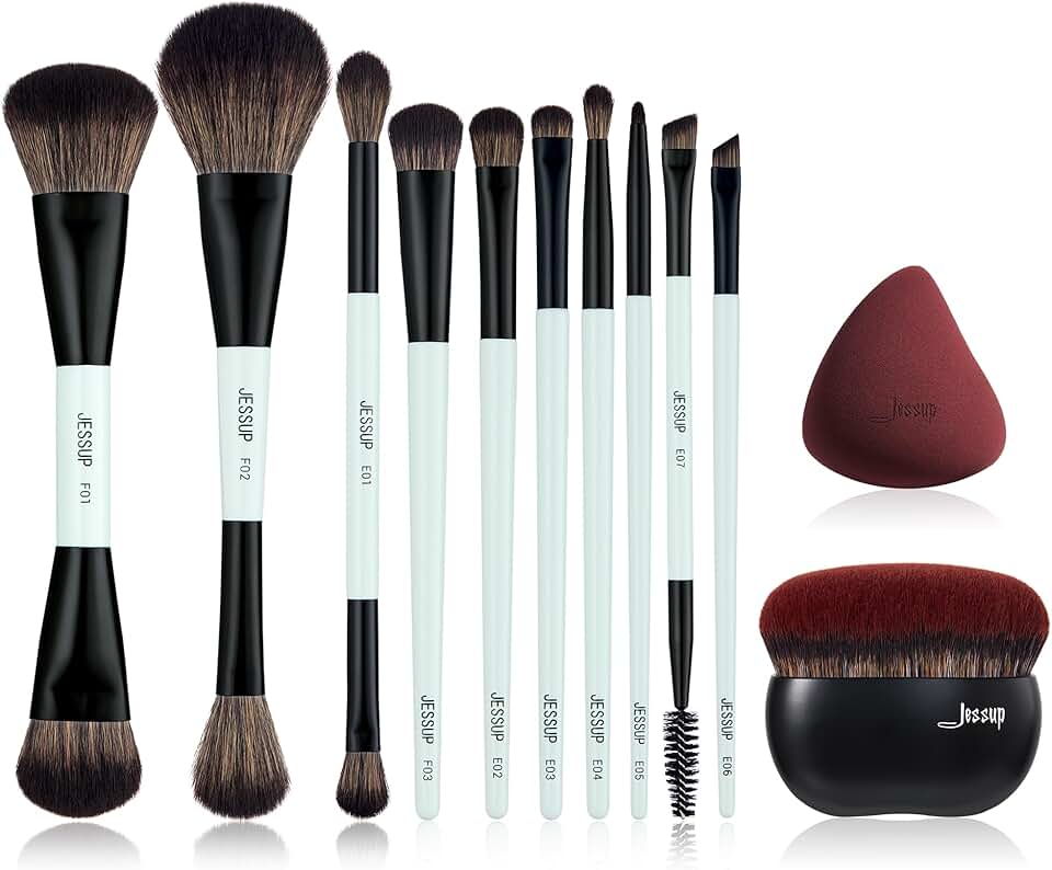 Double-Sided Makeup Brush Set with Foundation and Sponge