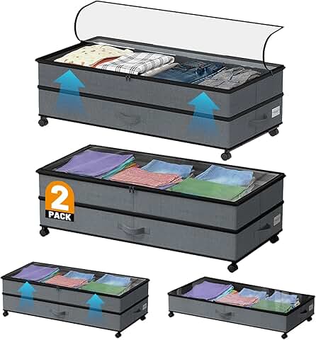 2 Large Under Bed Storage Bins with Wheels