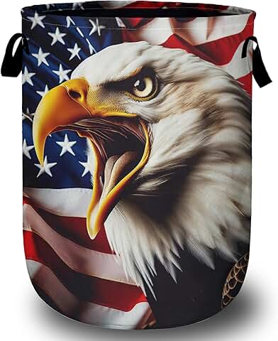 Foldable Waterproof Laundry Basket with Eagle Design