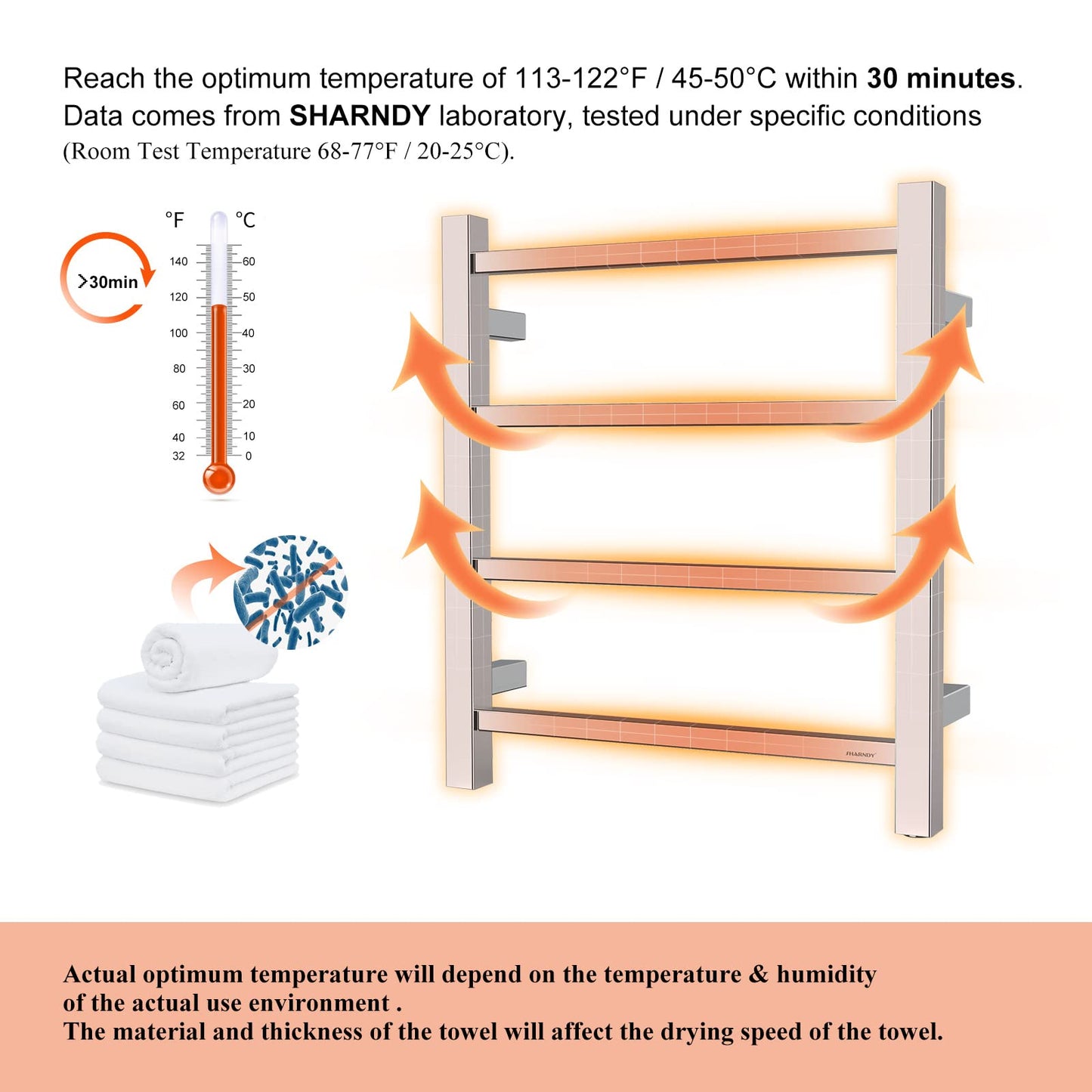 Towel Warmer Polished Chrome for Bathroom Wall Mounted Bath Towel Heater Plug-in Electric Heated Towel Rack Stainless Steel Square 4 Bars Drying Rack ETW13-2A 35W 19.69x17.71x4.33 inches