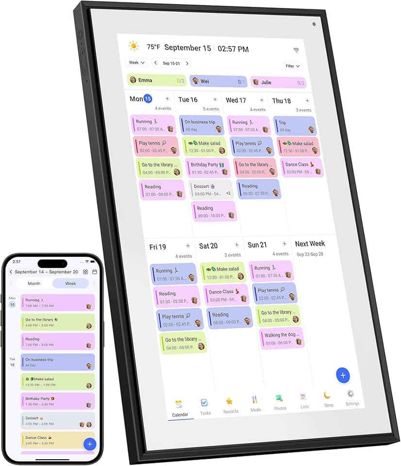 15.6 Inch Digital Calendar and Chore Chart with Touchscreen Display
