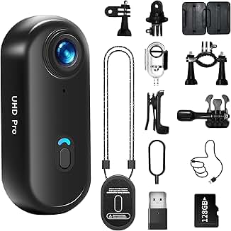 4K Wearable Sports Camera with 128GB and Waterproof Case
