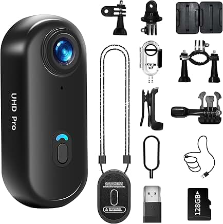 4K Wearable Sports Camera with 128GB and Waterproof Case