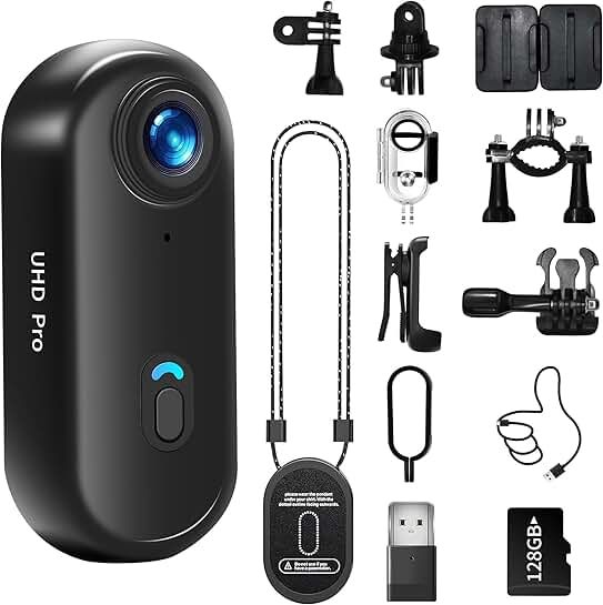 4K Wearable Sports Camera with 128GB and Waterproof Case