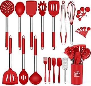 26-Piece Silicone Kitchen Utensil Set with Stainless Steel Handles