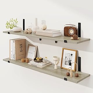 Set of 2 36-Inch Rustic Floating Wall Shelves
