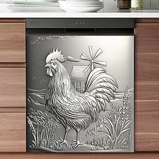 Stainless Steel Rooster Magnet Cover for Dishwasher