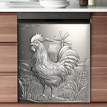 Stainless Steel Rooster Magnet Cover for Dishwasher