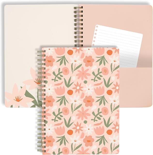 Mini Spiral Notebook with Star Floral Cover
