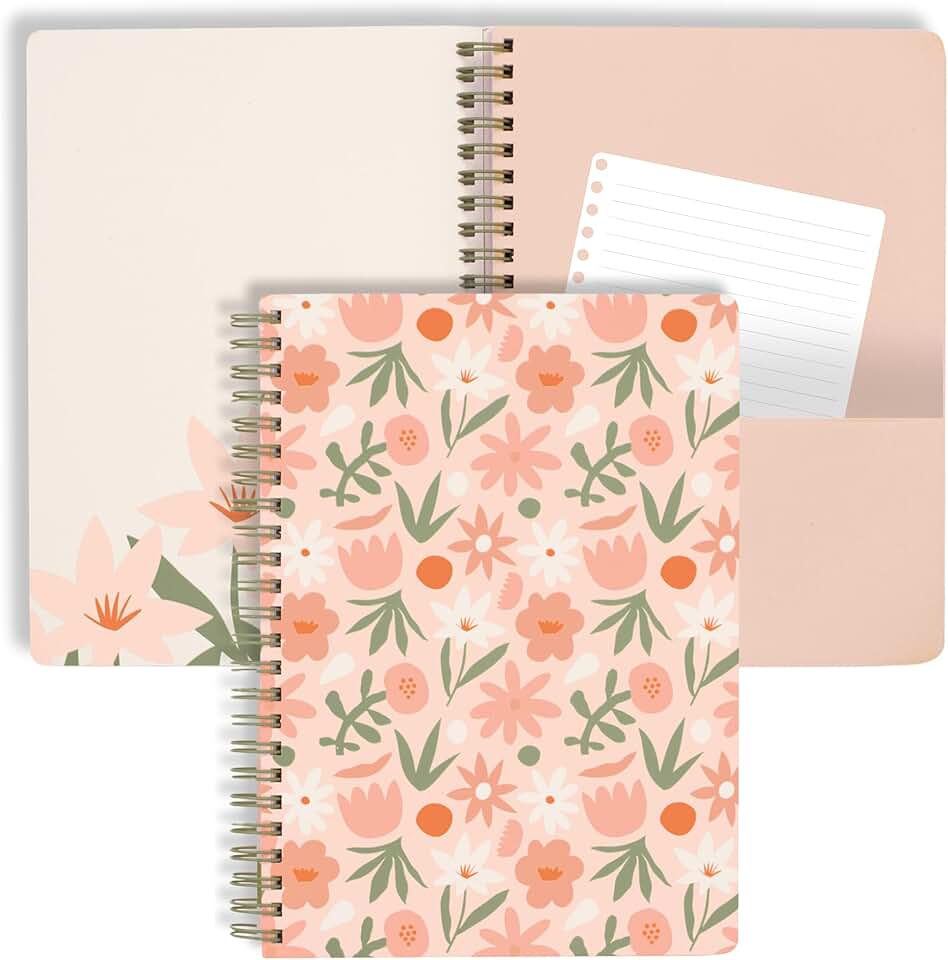 Mini Spiral Notebook with Star Floral Cover