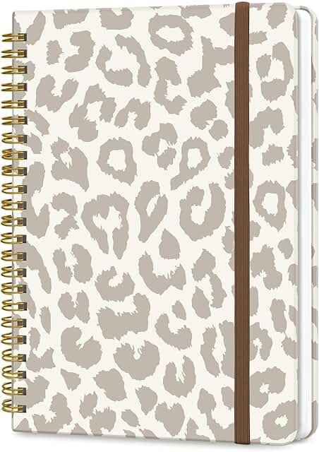 A5 Spiral Notebook with Leopard Cover for Writing