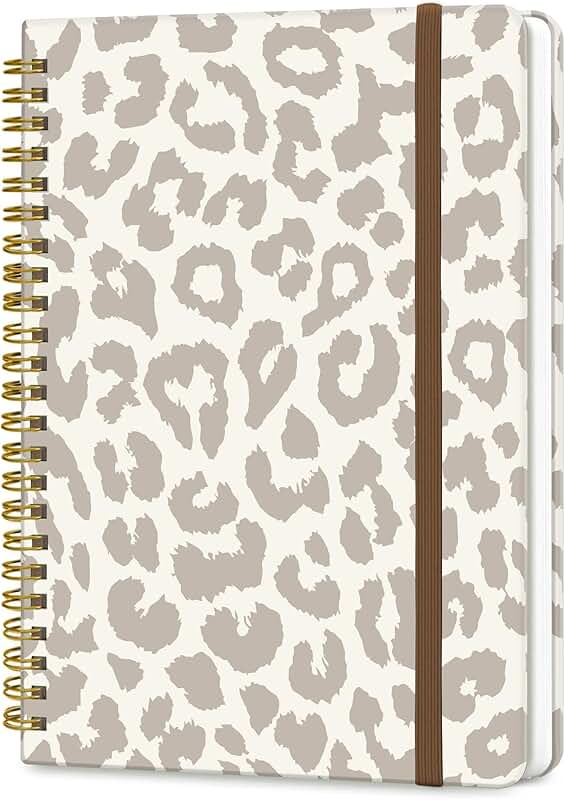 A5 Spiral Notebook with Leopard Cover for Writing