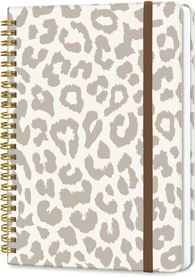 A5 Spiral Notebook with Leopard Cover for Writing