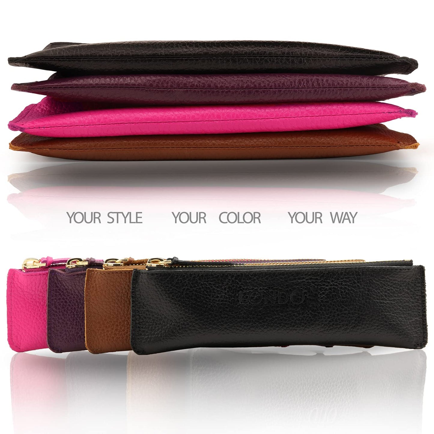 Leather Pen Case with Zipper Closure