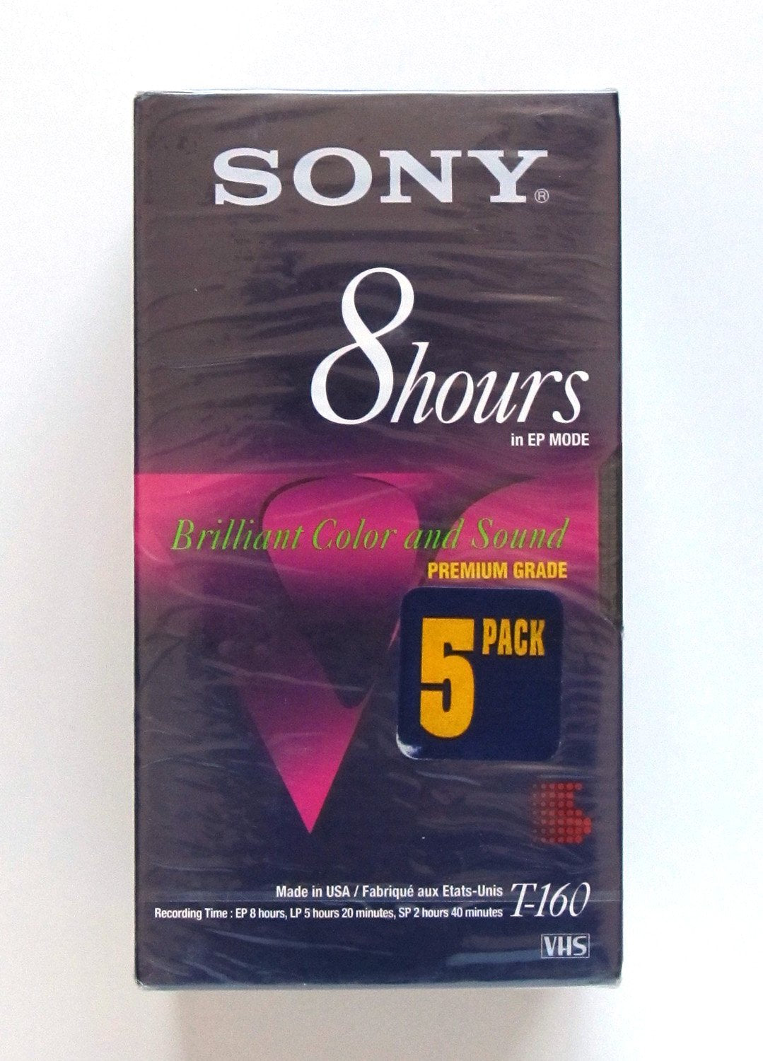 T-160 8 Hours in EP Mode Blank Video Cassette - 5-Pack