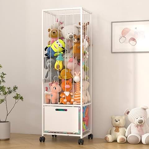 Large Metal Toy Storage with Wheels and Basket