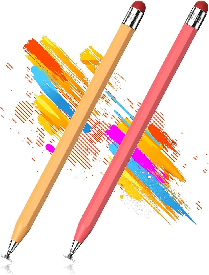 Set of two retro octagonal stylus pens for touchscreen devices
