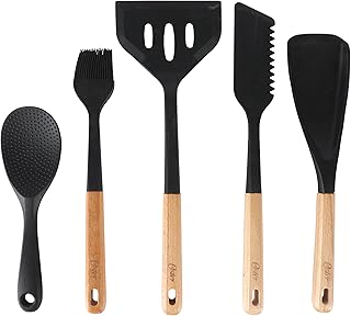 5-Piece Wood Handle Silicone Kitchen Utensil Set