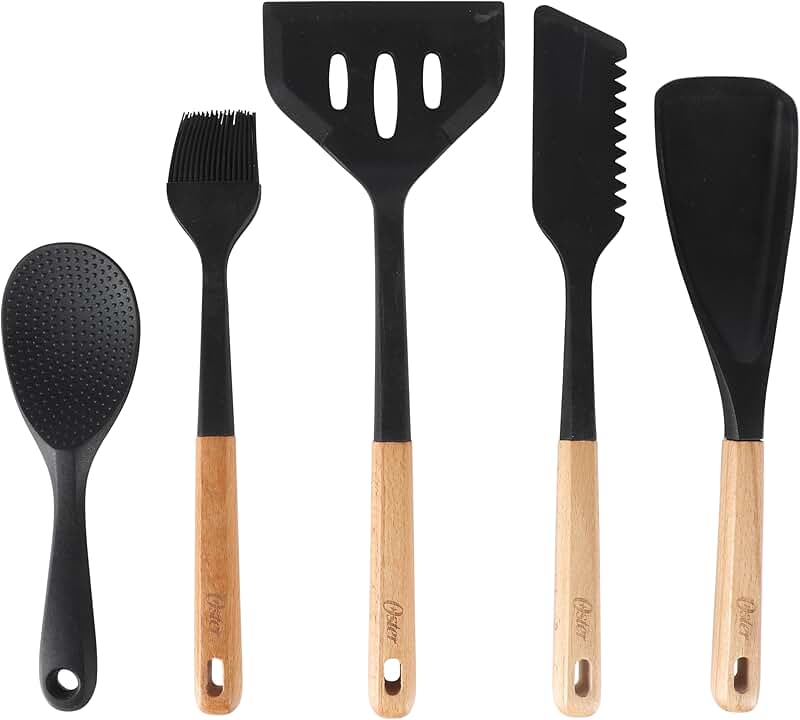 5-Piece Wood Handle Silicone Kitchen Utensil Set
