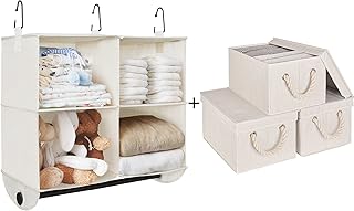 4-Section Hanging Closet Organizer with Garment Rod and Storage Box