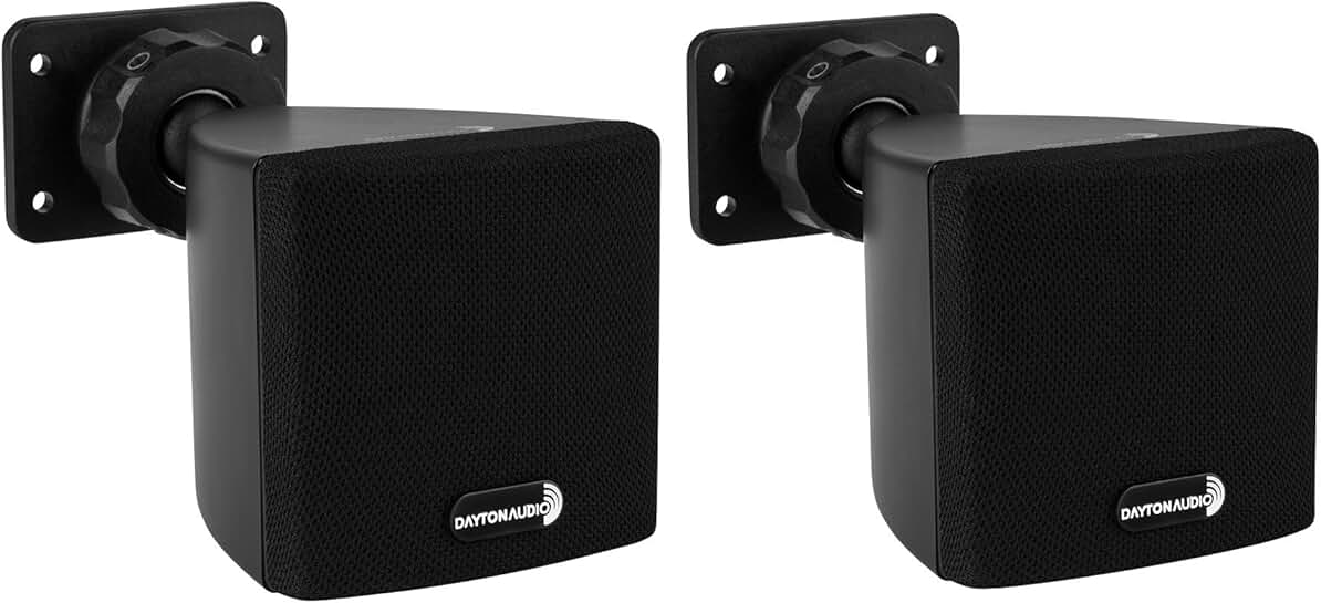 Pair of 3-inch black cube speakers