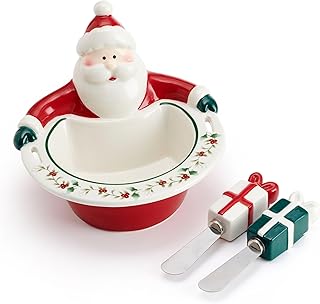 Winterberry Santa Dip Bowl with Spreader Set