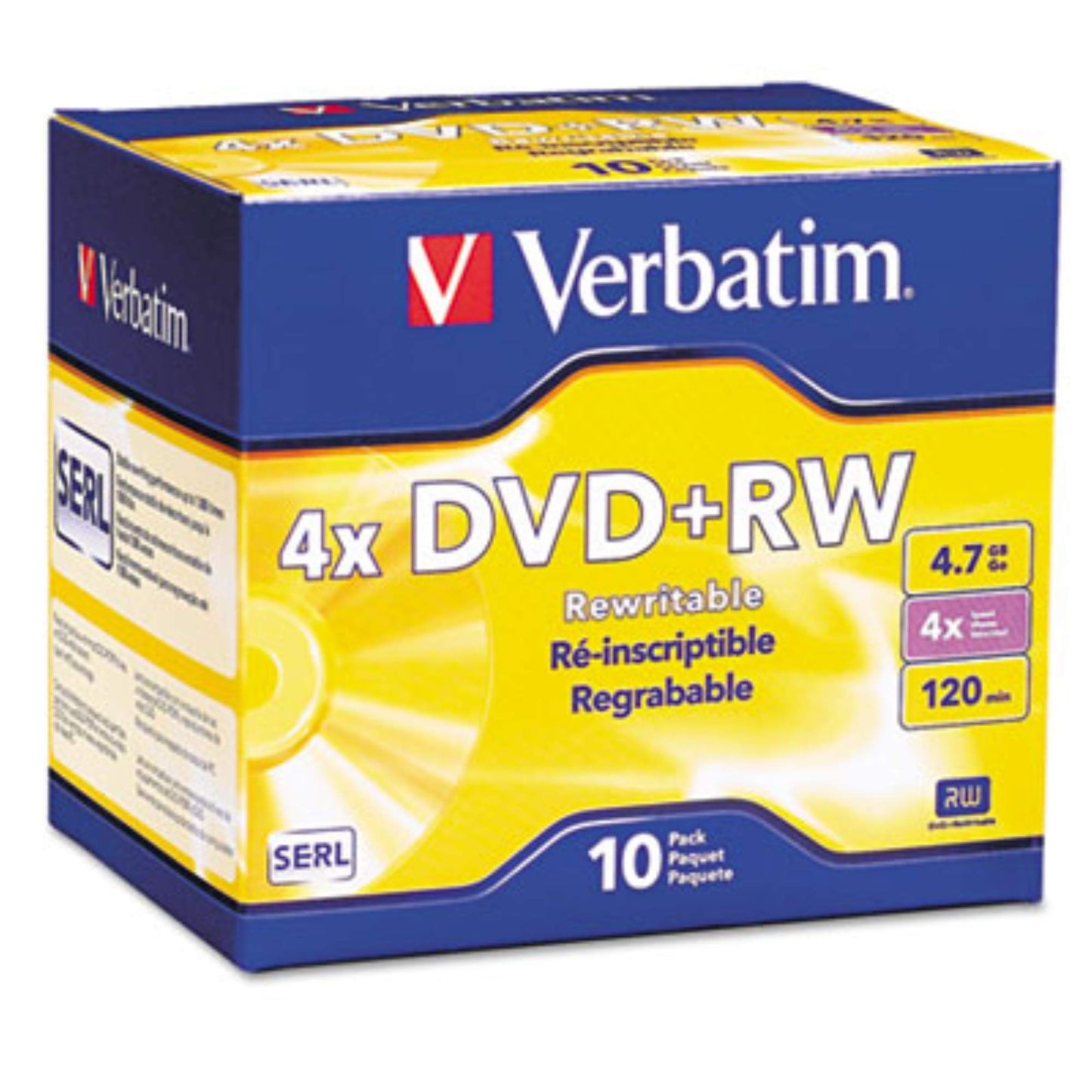 94839 DVD+Rw Discs, 4.7Gb, 4X, W/Slim Jewel Cases, Pearl, 10/Pack