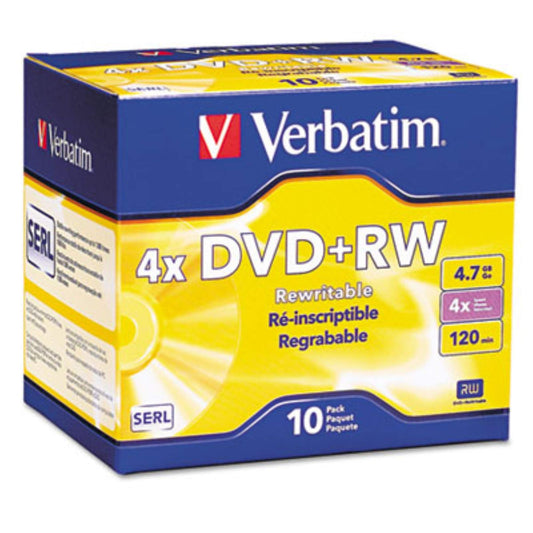 94839 DVD+Rw Discs, 4.7Gb, 4X, W/Slim Jewel Cases, Pearl, 10/Pack