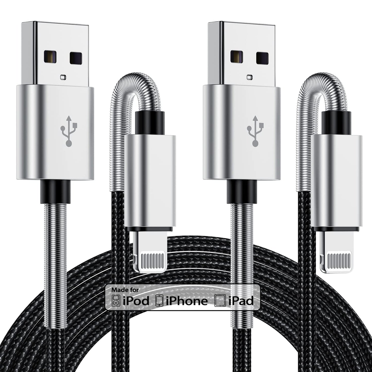2Pack 10ft iPhone Charger Cable, [ Apple MFi ] Long Lightning Cable 10 Foot, High Fast 10 Feet Apple Charging Cable Cord for Apple iPhone 14/14 Pro Max/13 Mini/12/11/XS/XR/8/7Plus/6s/5s iPad