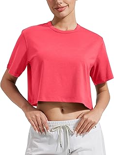 Bamboo Viscose Short Sleeve Workout Crop Top for Women