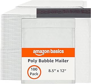 Pack of 100 White and Grey Bubble Mailers, 8.5" x 12"