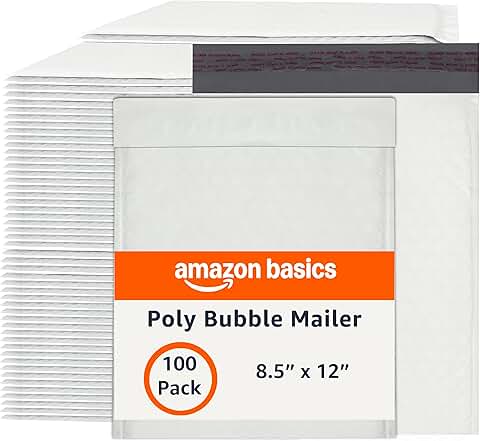 Pack of 100 White and Grey Bubble Mailers, 8.5" x 12"