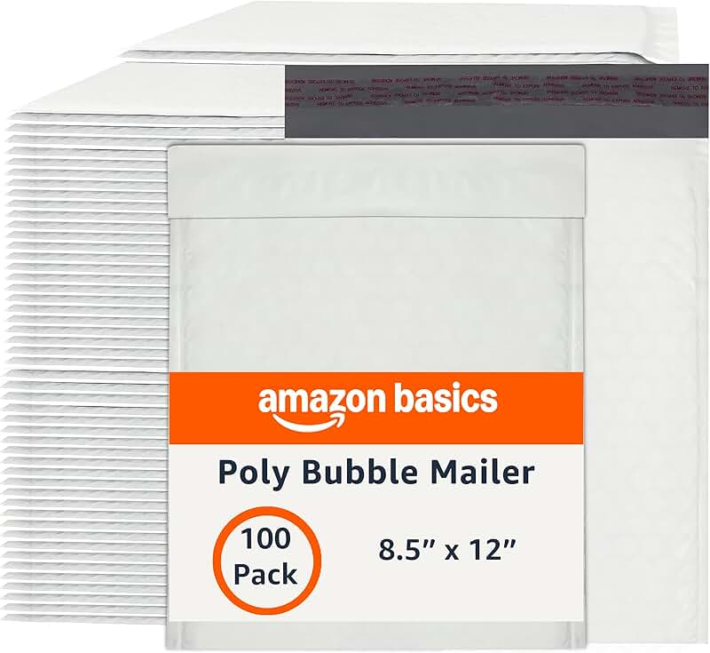 Pack of 100 White and Grey Bubble Mailers, 8.5" x 12"