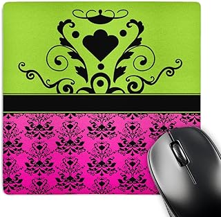 Hot Pink and Green Damask Mouse Pad, 8x8 inches